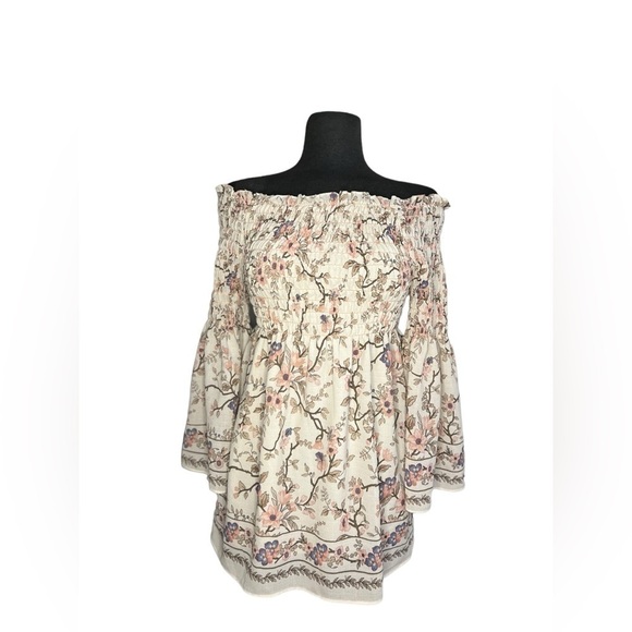 Max Studio Tops - Max Studio  Smocked Off Shoulder Floral Blouse  Small